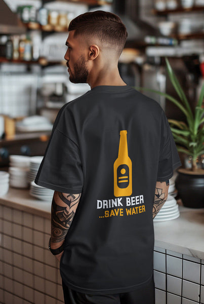 Drink Beer Save Water Heavyweight Oversized Tee