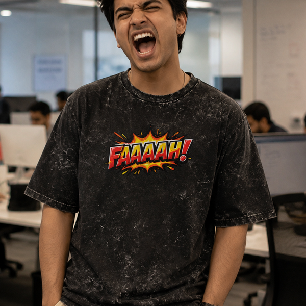 FAAAAH! Acid Wash Heavyweight Oversized Tee