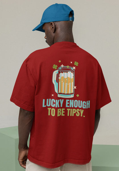 Lucky Enough To Be Tipsy Heavyweight Oversized Tee